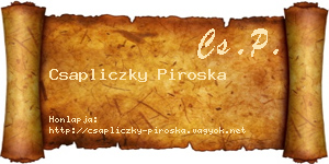 Csapliczky Piroska névjegykártya